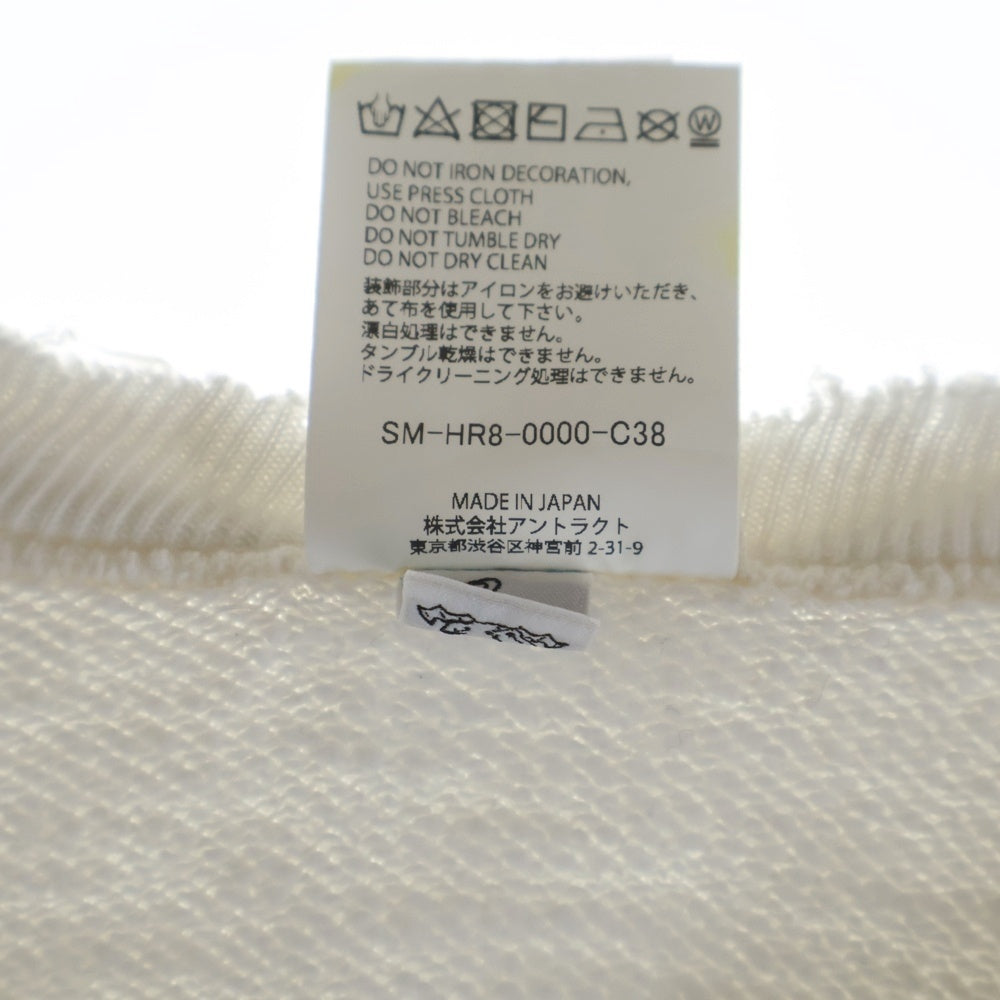 SAINT MICHAEL(セントマイケル) 25SS × BerBerjin BJ CREW NECK SWEAT ベルベルジン フロント染み込みプリント ダメージ加工 クルーネックスウェット ホワイト SM-HR8-0000-C38