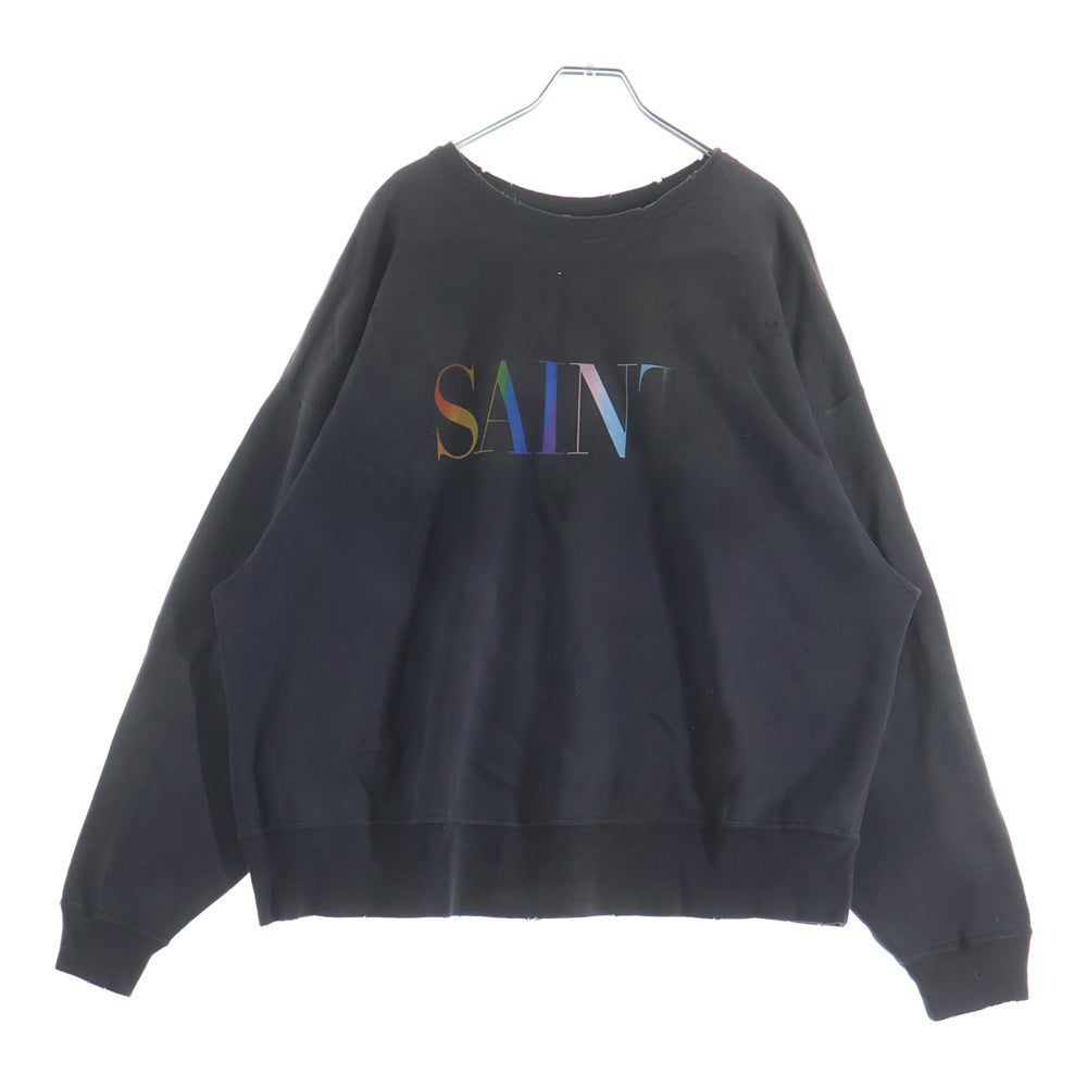 SAINT MICHAEL(セントマイケル) 24AW CREW SWEAT RAINBOW レインボー クルーネックスウェットトレーナー ブラック SM-YS1-0000-030