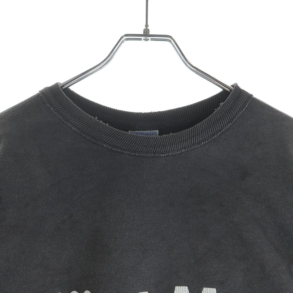 SAINT MICHAEL(セントマイケル) 24AW CREW SWT CHAOS カオス 両面プリント ダメージ加工 クルーネック スウェット トレーナー ブラック SM-YS1-0000-034
