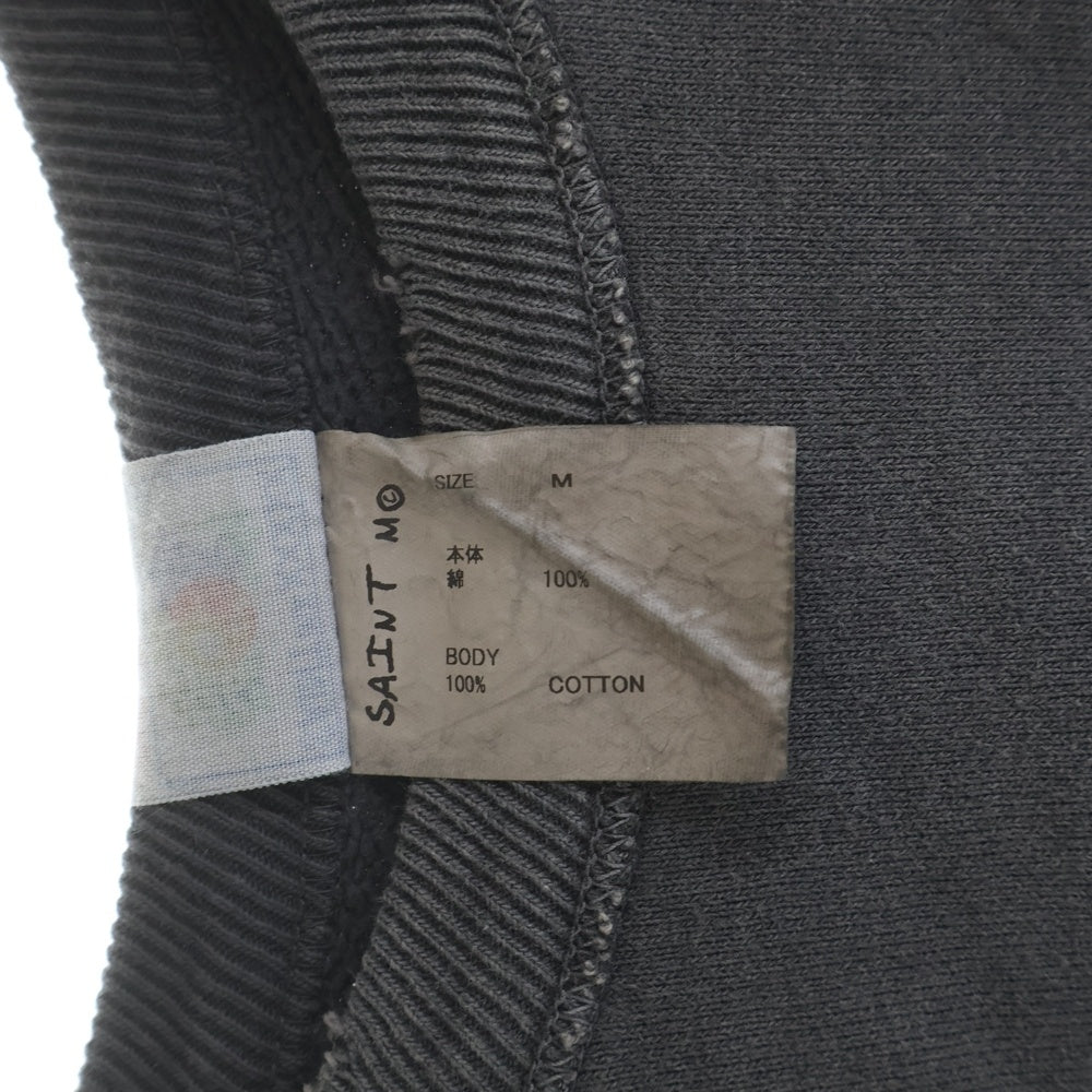 SAINT MICHAEL(セントマイケル) 24AW CREW SWT CHAOS カオス 両面プリント ダメージ加工 クルーネック スウェット トレーナー ブラック SM-YS1-0000-034