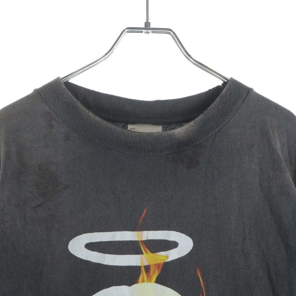 SAINT MICHAEL(セントマイケル) 25SS DEVIL DADDY Tee デビルダディ ヴィンテージ加工 プリント半袖Tシャツ カットソー ブラック SM-HR8-0000-002