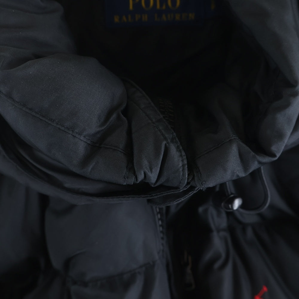 POLO RALPH LAUREN(ポロラルフローレン) スモールポニー エンブロイダリー フード切り替え ダウン パファージャケット フーディ ブラック 0200015460/710810936001