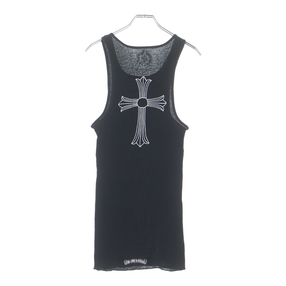 CHROME HEARTS(クロムハーツ) T BAR CRS TANK TOP ロゴ クロス プリント リブ タンクトップ ノースリーブ ブラック