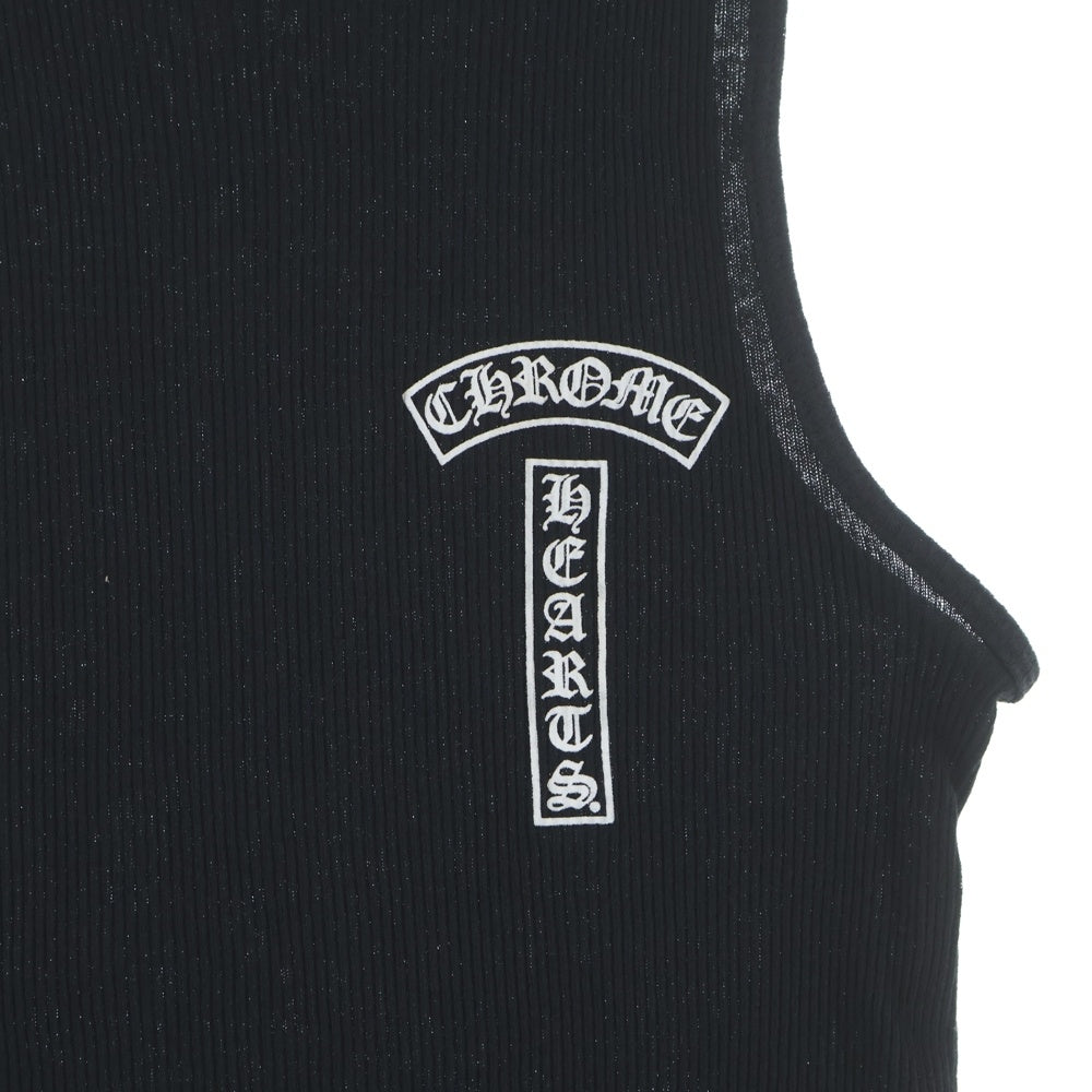 CHROME HEARTS(クロムハーツ) T BAR CRS TANK TOP ロゴ クロス プリント リブ タンクトップ ノースリーブ ブラック
