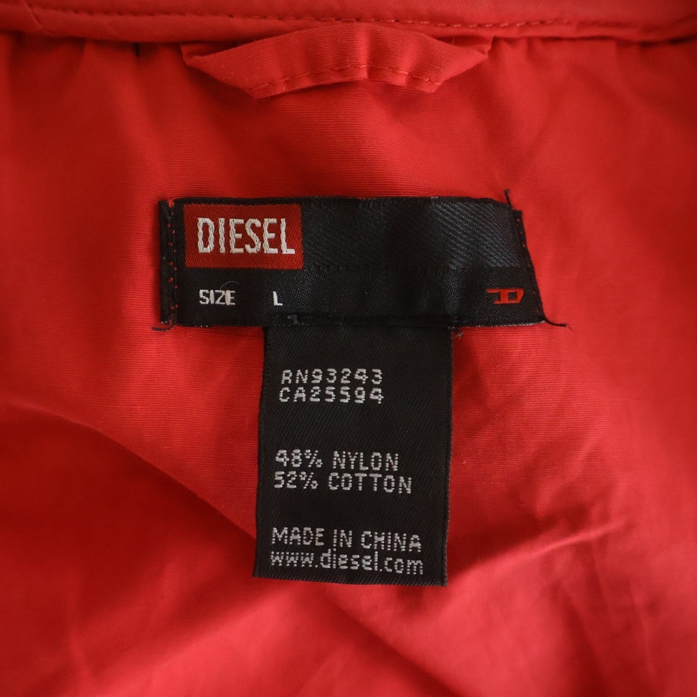DIESEL(ディーゼル) フロントロゴ フロッキープリント ナイロン スタジアムジャケット ブルゾン レッド