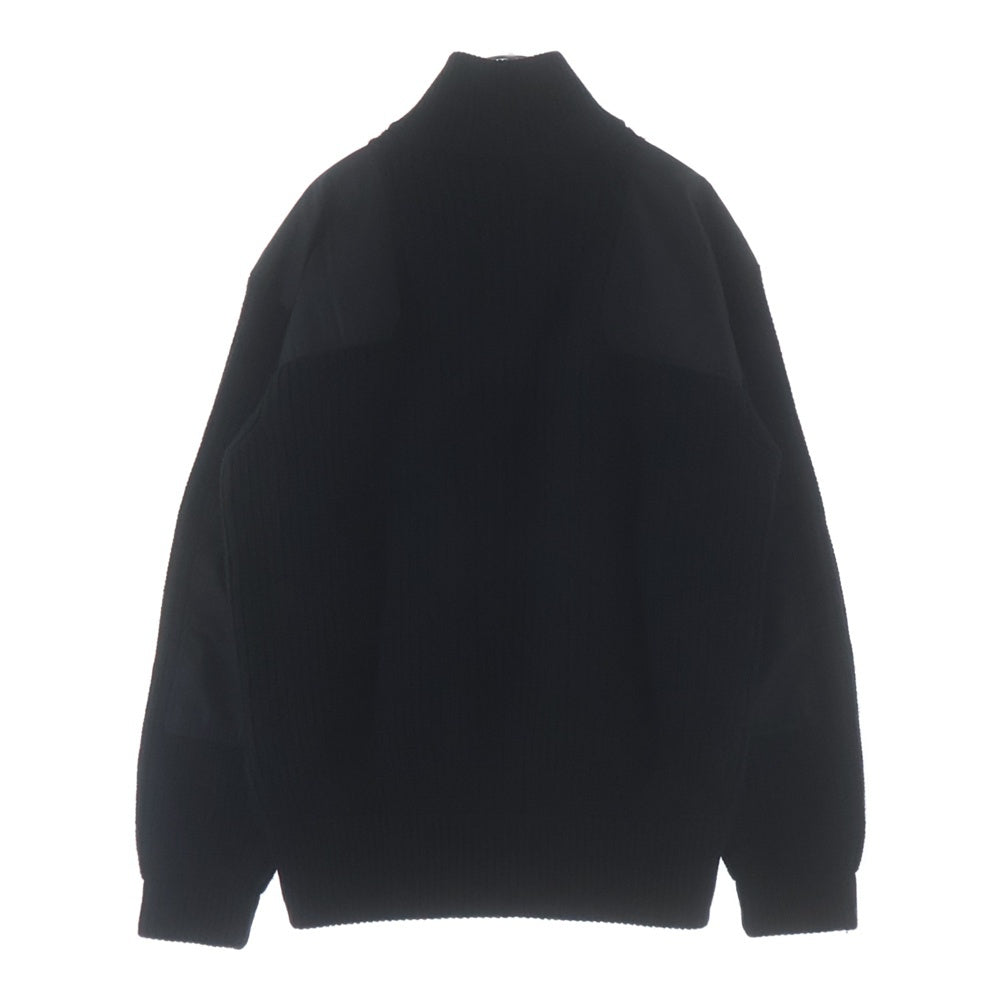 PRADA(プラダ) 24AW Re-Nylon トライアングルロゴ ショルダー切り替え カシミア混 ウールニットセーター ブラック UMR592 S000 145N