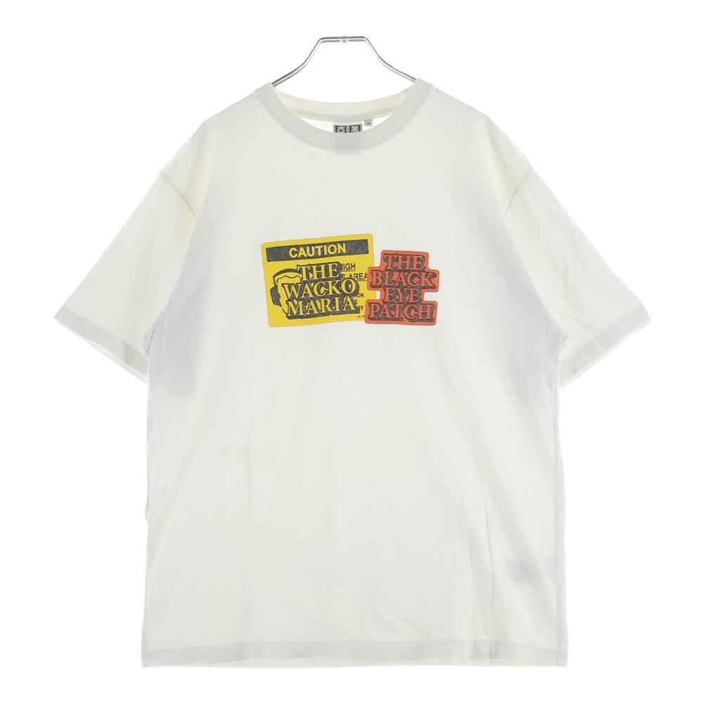 THE BLACK EYE PATCH(ブラックアイパッチ) ×ワコマリア 黒眼帯 天国東京 ロゴプリント クルーネック 半袖Tシャツ カットソー ホワイト