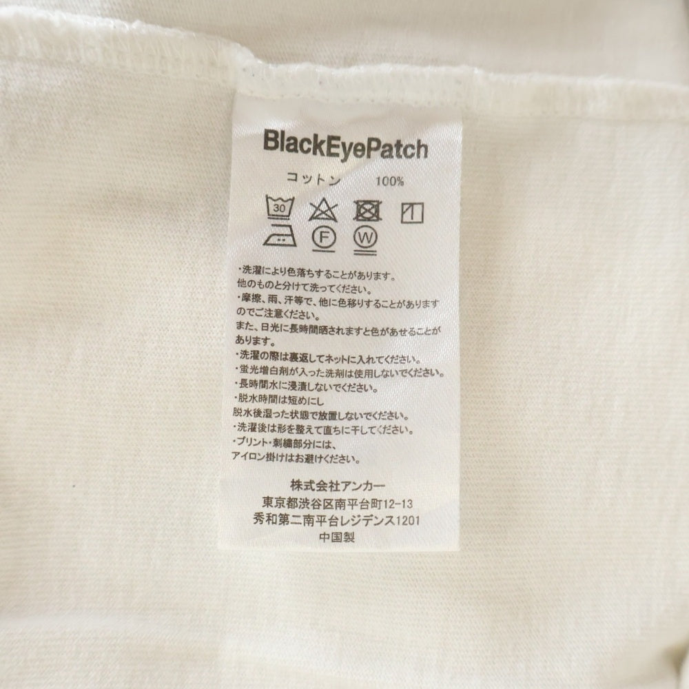 THE BLACK EYE PATCH(ブラックアイパッチ) ×ワコマリア 黒眼帯 天国東京 ロゴプリント クルーネック 半袖Tシャツ カットソー ホワイト