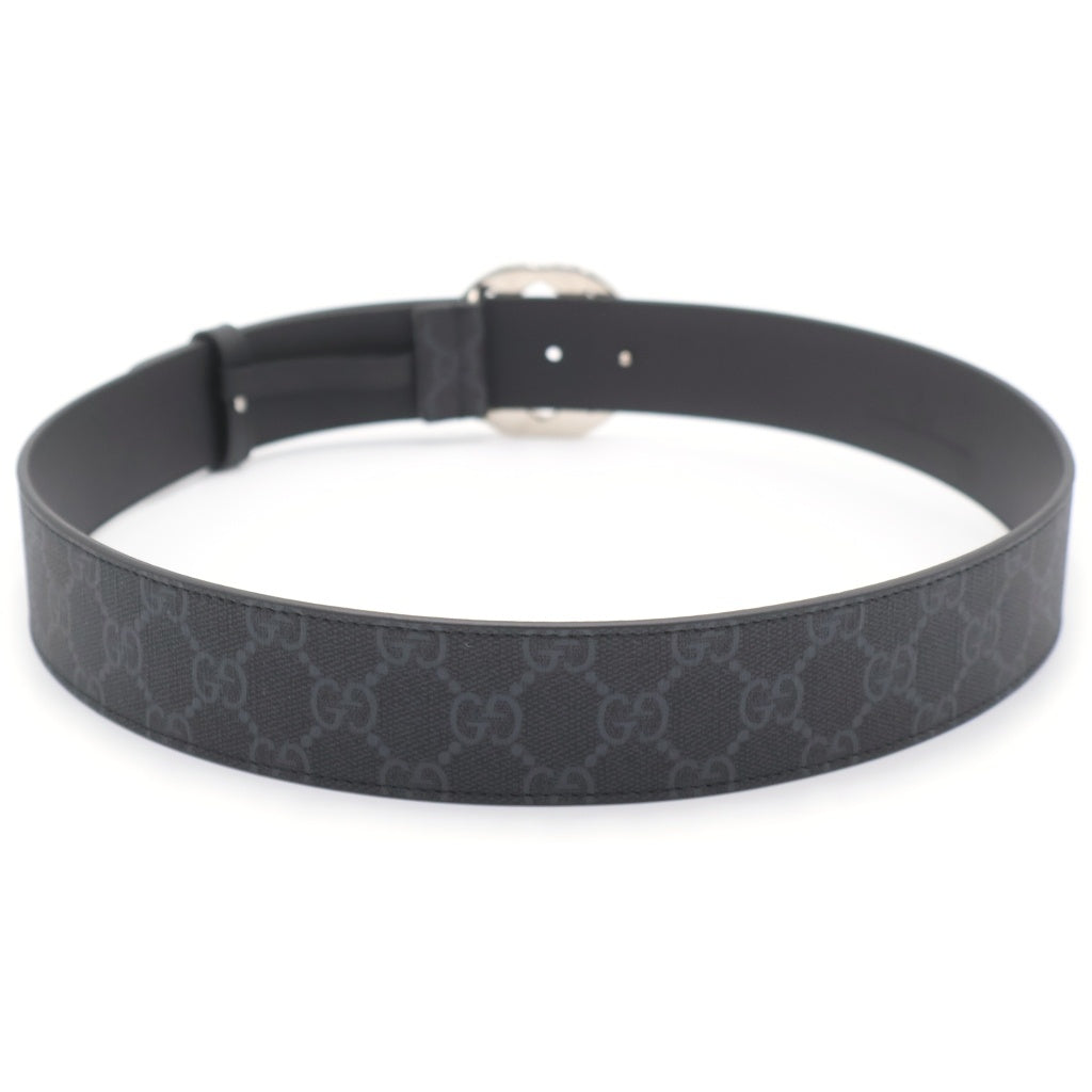 GUCCI(グッチ) GGスプリーム インターロッキングG バックル レザーベルト ブラック 411924・KGDHX