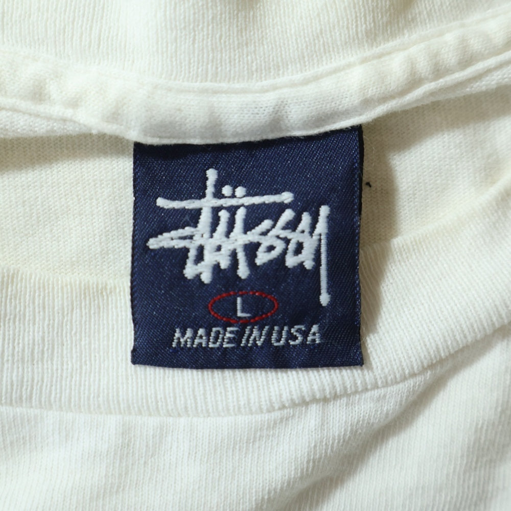STUSSY(ステューシー) 90s OLD STUSSY 紺タグ プラモデル ロゴプリント クルーネック 半袖Tシャツ カットソー ホワイト