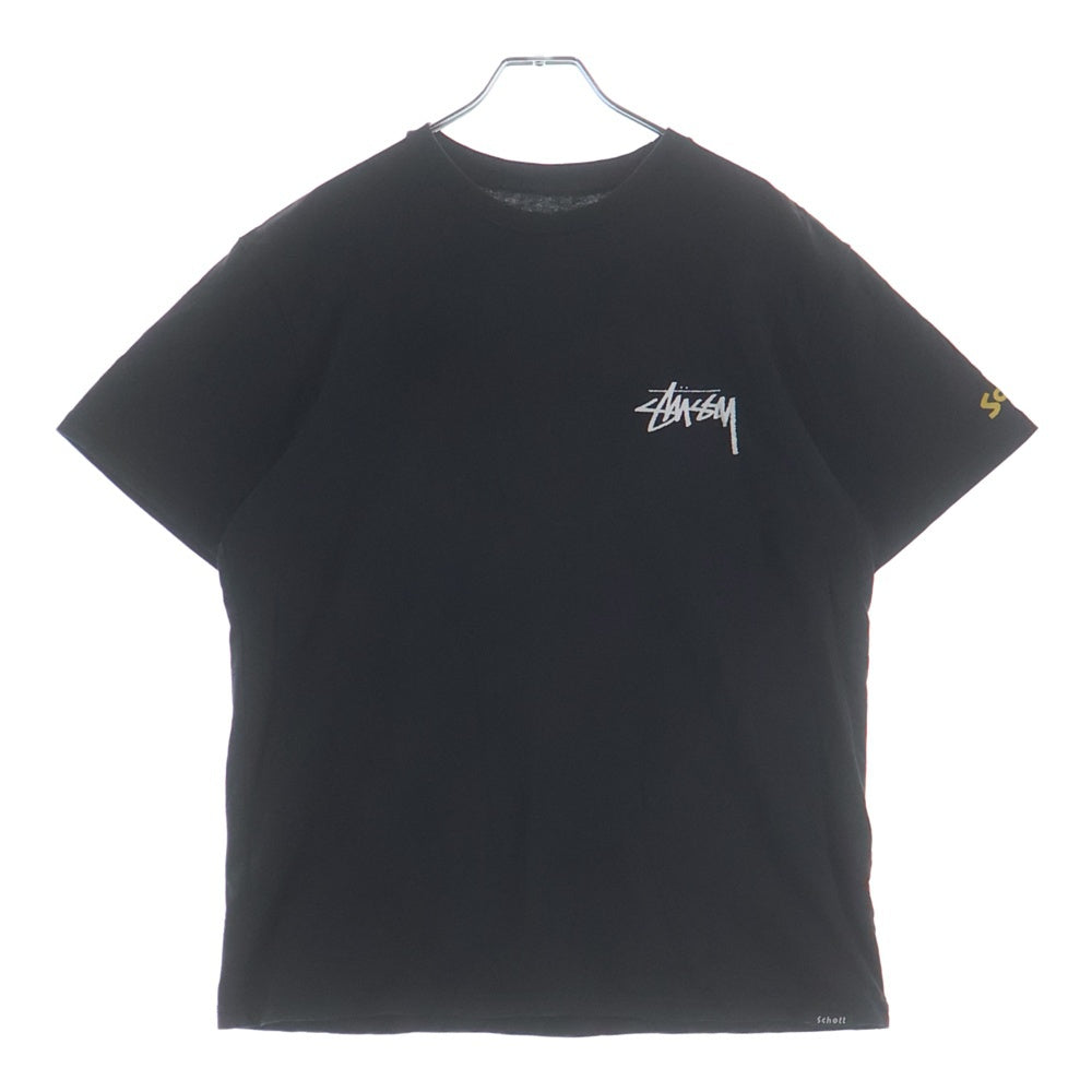 STUSSY(ステューシー) ×schott 100th Anniversary Tee ショット 100周年 両面プリント 半袖Tシャツ カットソー ブラック