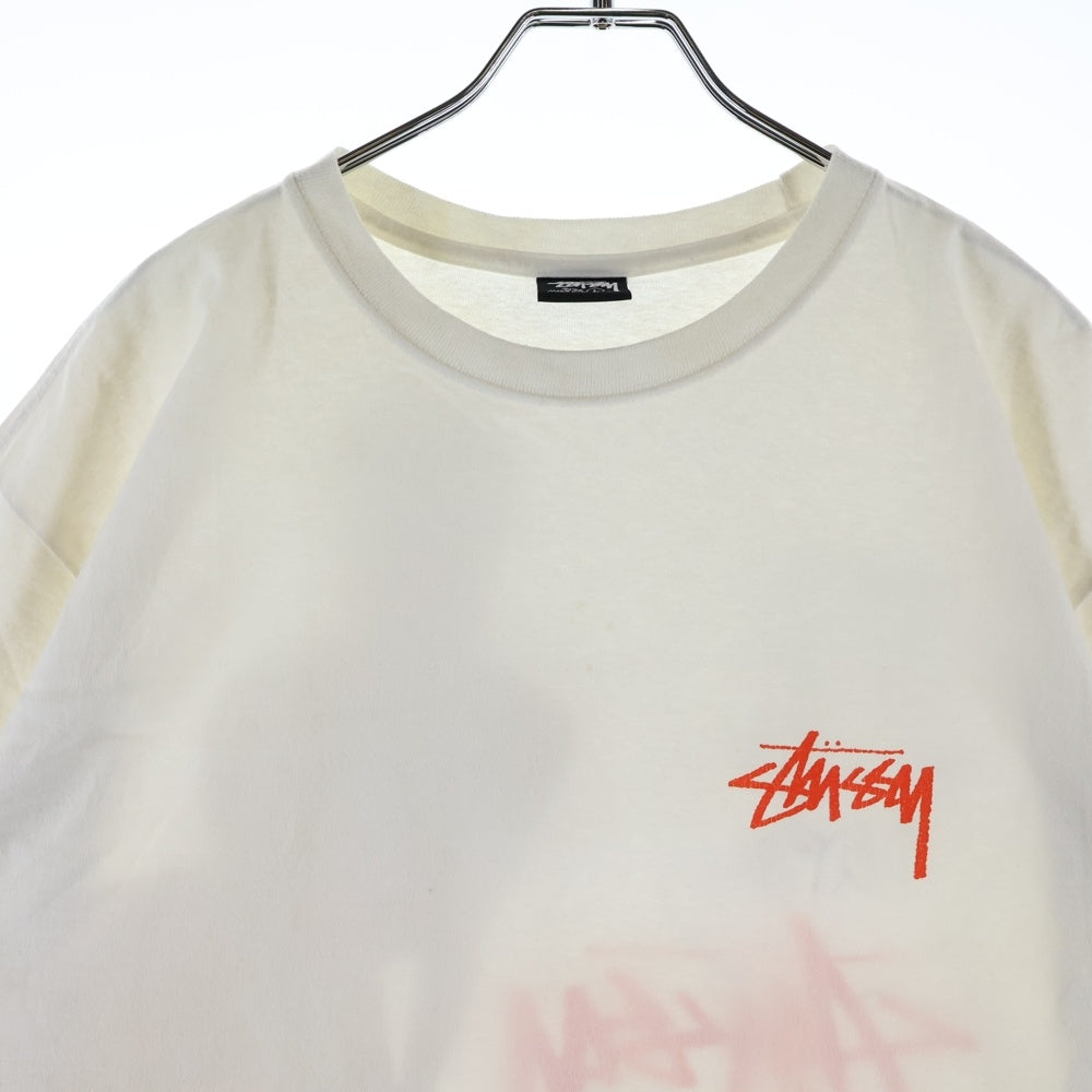 STUSSY(ステューシー) Built Tough Tee Pigment Dyed フロントストックロゴ バックフォトプリント 半袖Tシャツ カットソー ホワイト