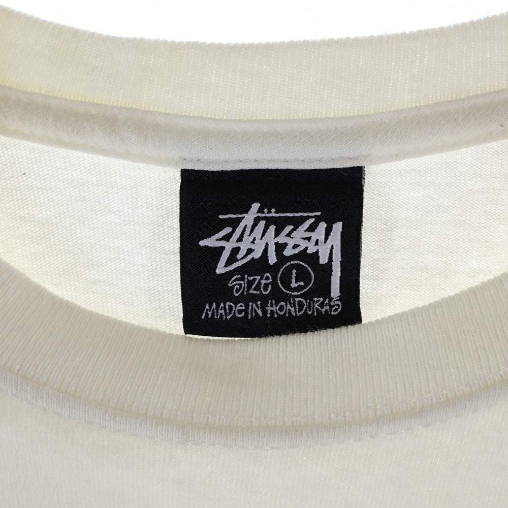 STUSSY(ステューシー) Built Tough Tee Pigment Dyed フロントストックロゴ バックフォトプリント 半袖Tシャツ カットソー ホワイト