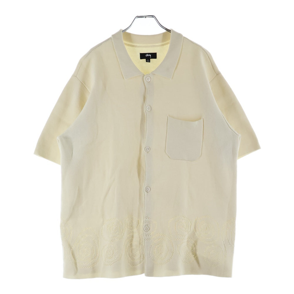 STUSSY(ステューシー) Perforated Swirl Knit Shirt パフォレイティドスワールニット 半袖シャツ クリーム