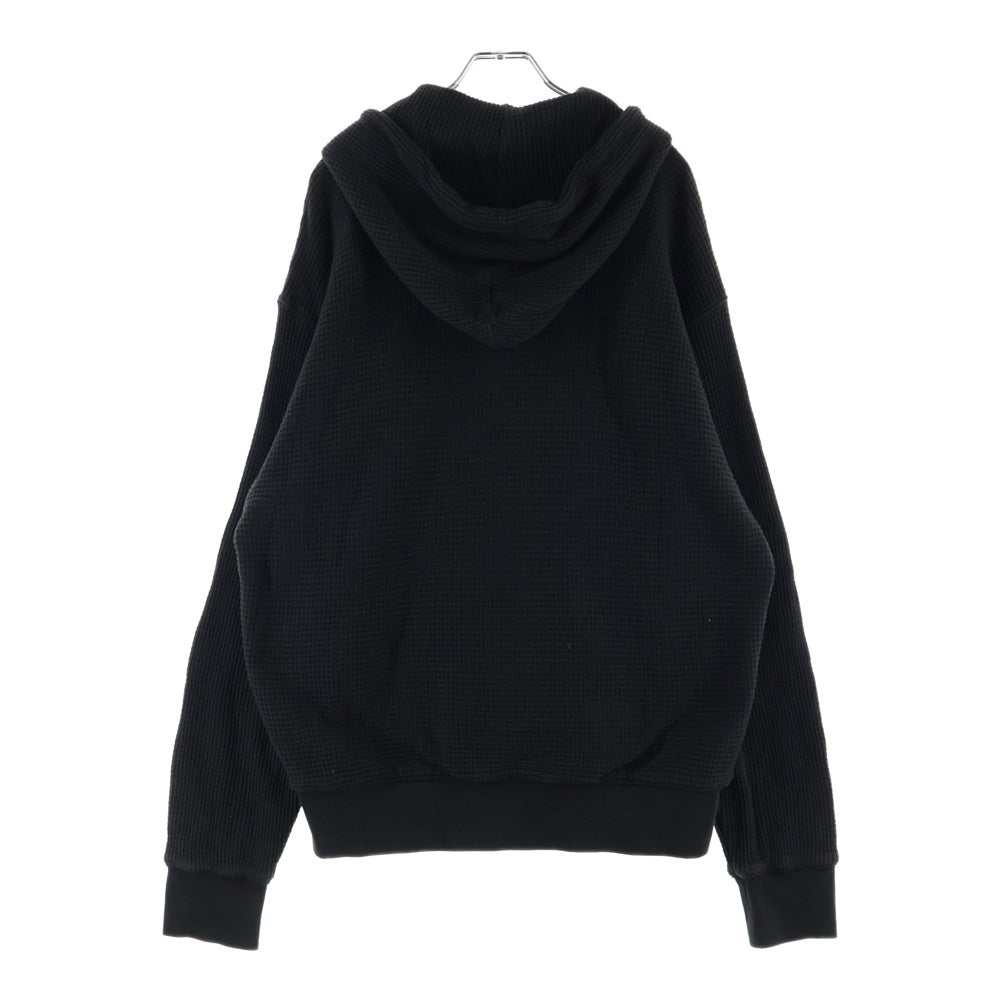 STUSSY(ステューシー) Double Layer Waffle Zip Hoodie ダブルレイヤー ワッフル ジップアップパーカー フーディー ブラック