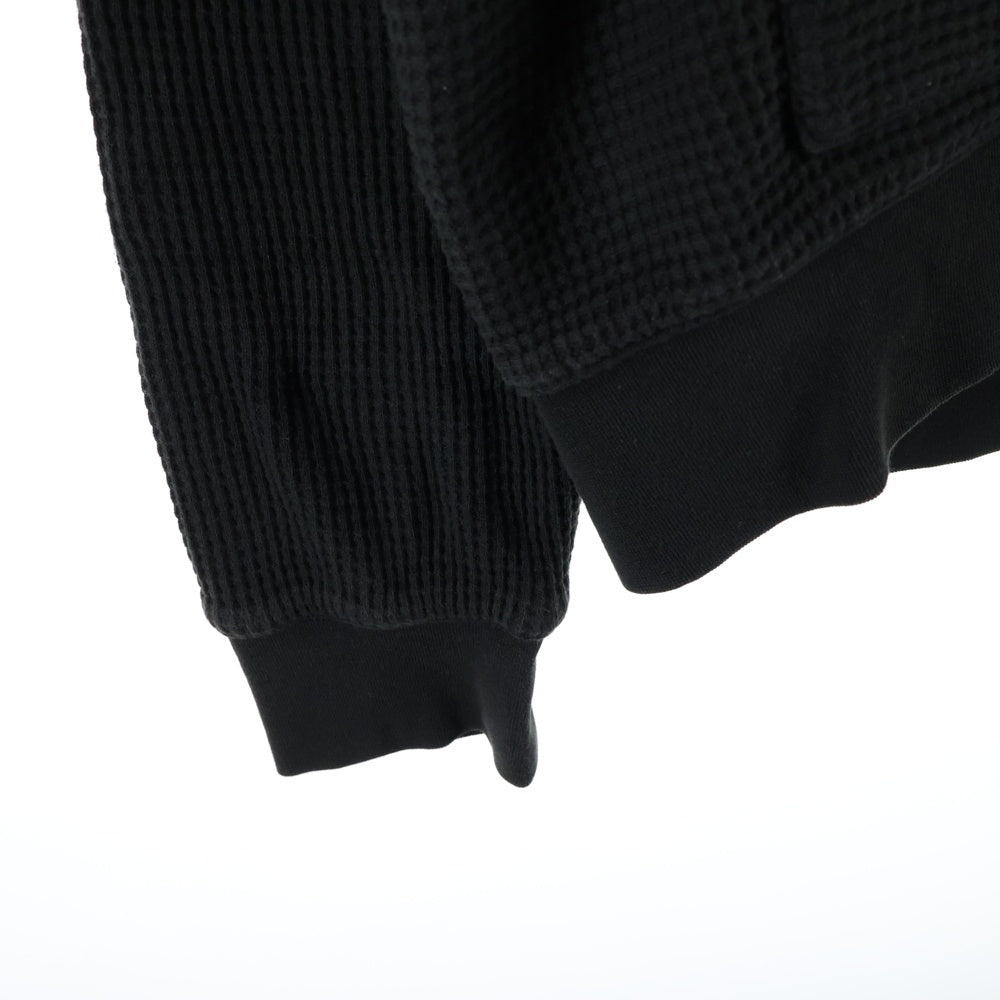 STUSSY(ステューシー) Double Layer Waffle Zip Hoodie ダブルレイヤー ワッフル ジップアップパーカー フーディー ブラック