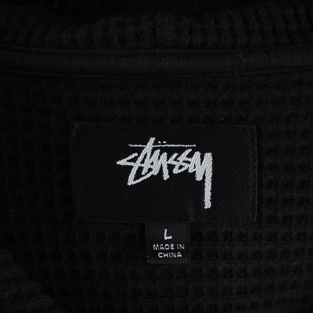 STUSSY(ステューシー) Double Layer Waffle Zip Hoodie ダブルレイヤー ワッフル ジップアップパーカー フーディー ブラック
