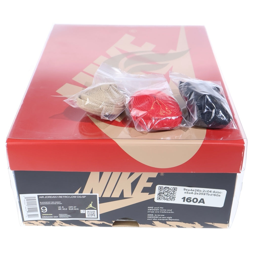 NIKE(ナイキ) ×Sole Fly Air Jordan 1 Low Black and Sport Red ×ソールフライ エアジョーダン1 ロー ローカットスニーカー レッド/ブラック US9/27cm DN3400-001