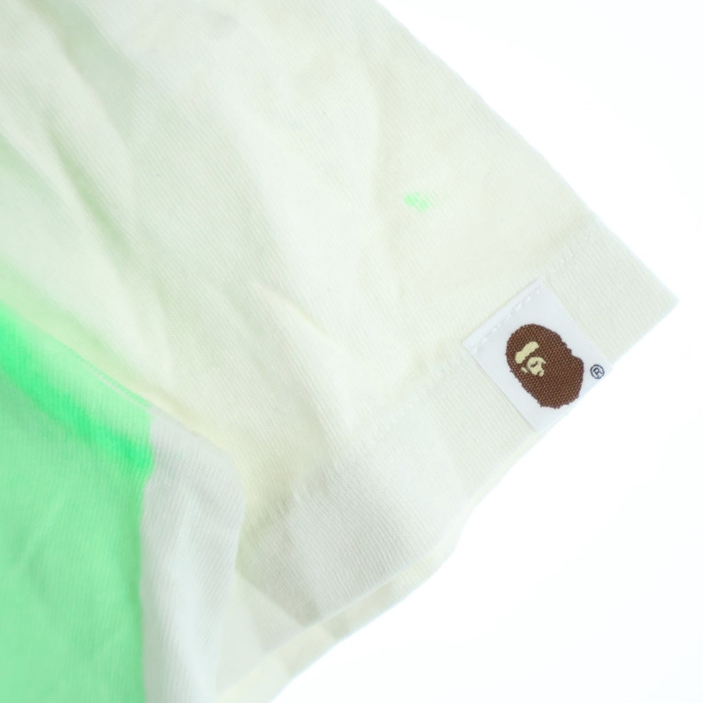 SAINT MICHAEL(セントマイケル) BAPE SS TEE HANDPRINT エイプヘッド フロントプリント 半袖Tシャツ カットソー グリーン/ホワイト SM-HR1-0000-C34