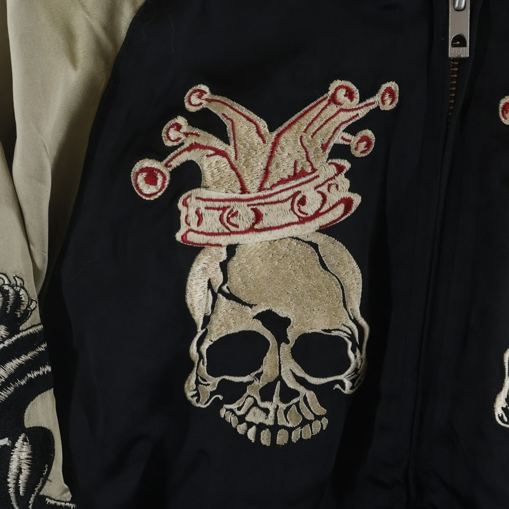 NO BRAND(ノーブランド) BACK STREET CRAWLR Reversible Sukajan バックストリート クローラー スカル刺繍 リバーシブル スカジャン ブラック