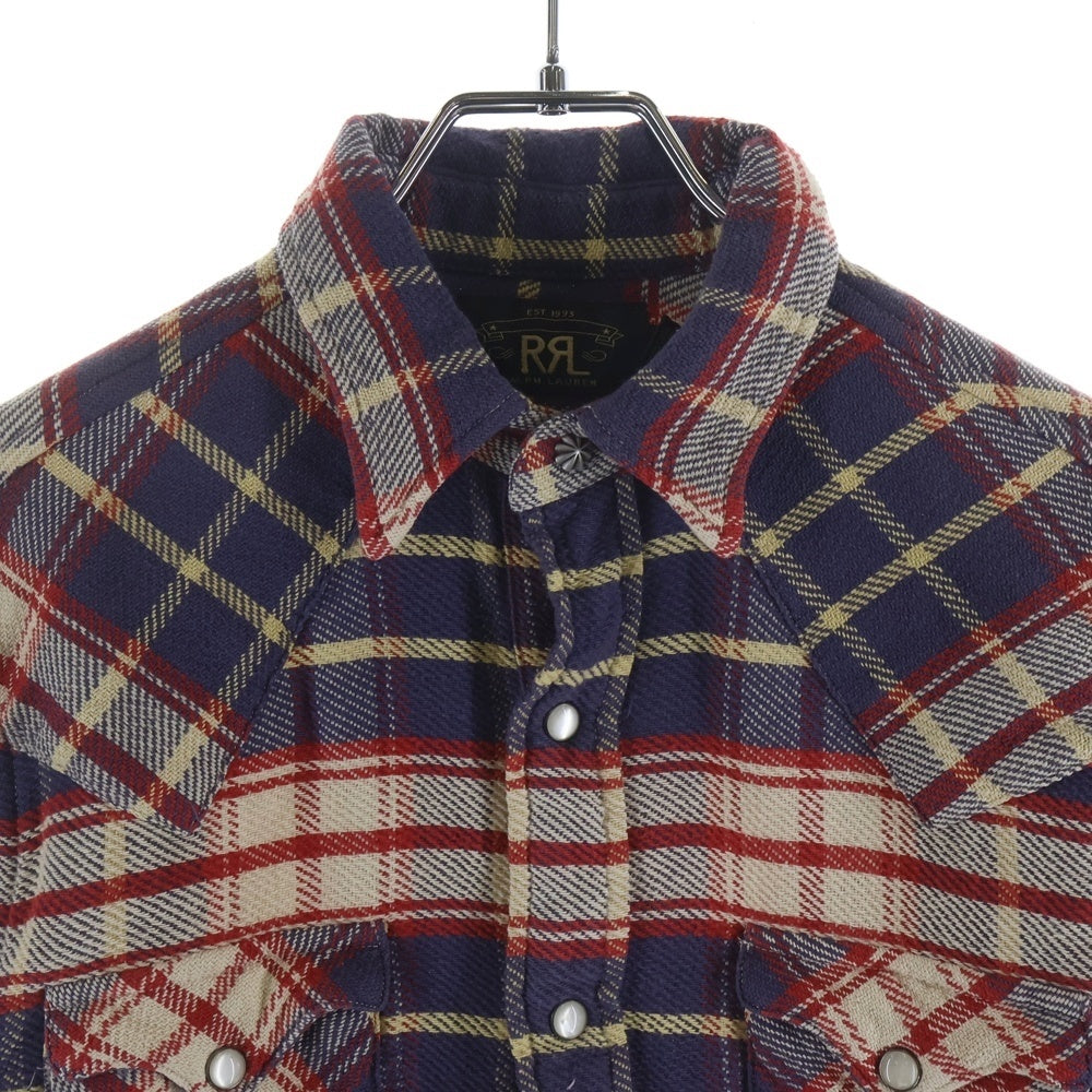 RRL(ダブルアールエル) チェック柄ウエスタンフランネルシャツ レッド