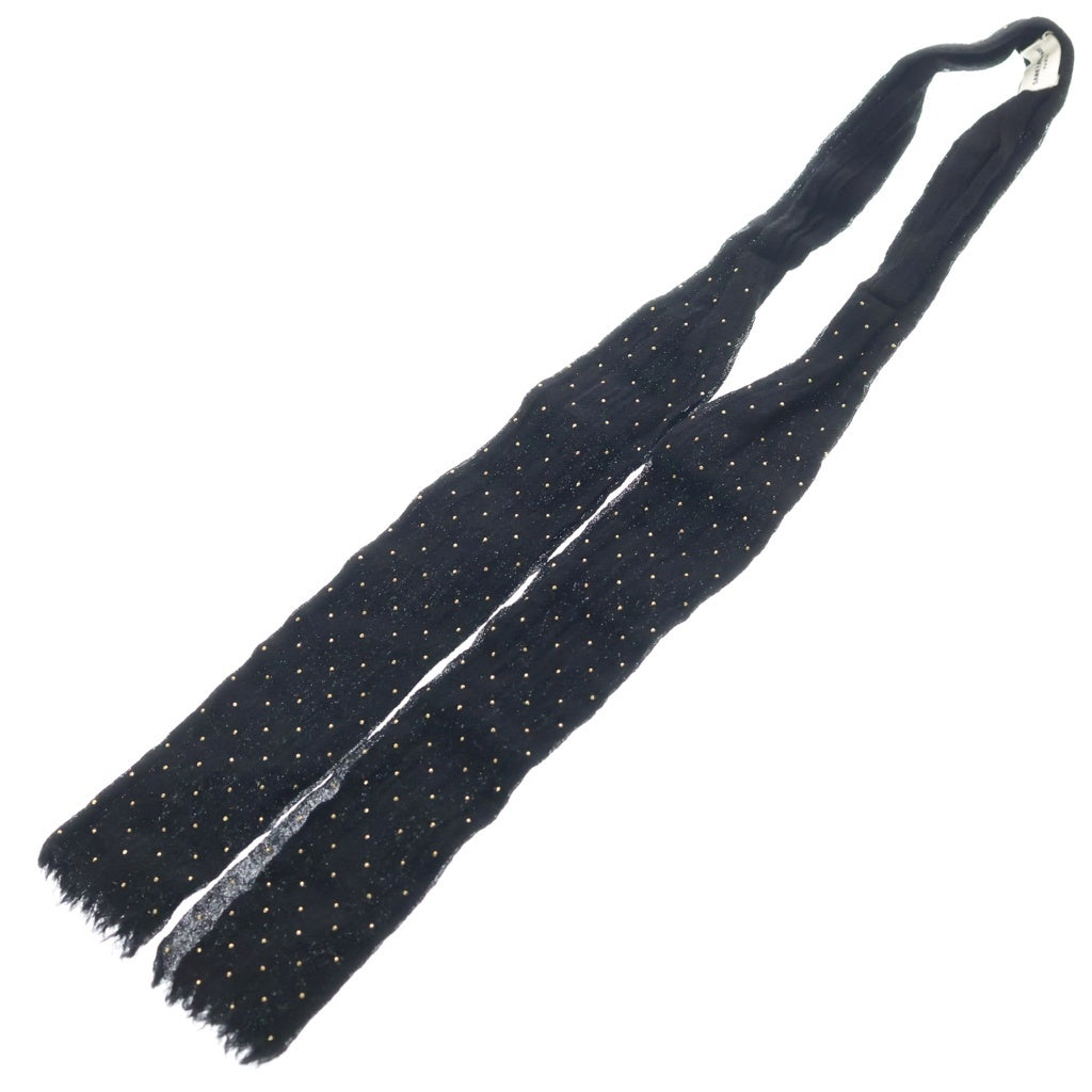SAINT LAURENT PARIS(サンローランパリ) Petite Cravate Plume Scarf プティー スタッズ クラヴァット ウールスカーフ ボウタイ ブラック レディース