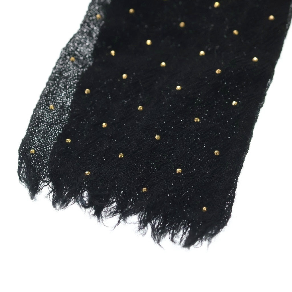 SAINT LAURENT PARIS(サンローランパリ) Petite Cravate Plume Scarf プティー スタッズ クラヴァット ウールスカーフ ボウタイ ブラック レディース