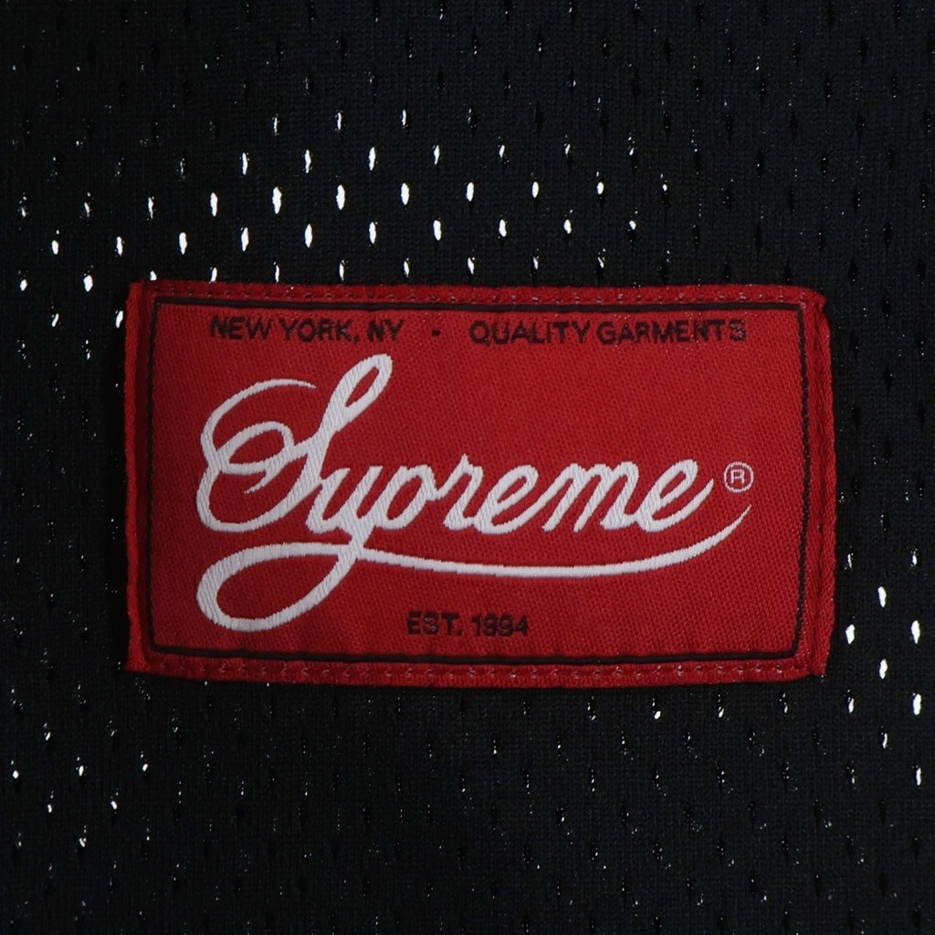 SUPREME(シュプリーム) 24AW Logo Baseball Henley Sロゴ刺繍 ベースボールメッシュ 半袖シャツ ブラック