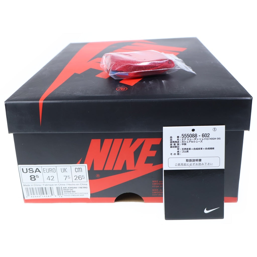 NIKE(ナイキ) AIR JORDAN 1 RETRO HIGH ORIGIN STORY エアジョーダン 1 レトロ オリジナル ストーリー ハイカットスニーカー レッド/ホワイト US8.5/26.5cm 555088-602