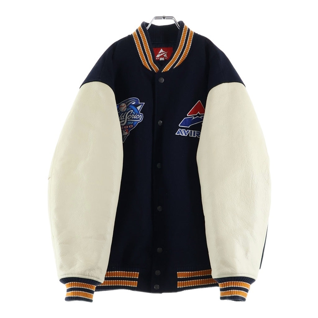 AVIREX(アヴィレックス) ×MLB SUBWAY SERIES STADIUM JACKET サブウェイ シリーズ ロゴ刺繍 ジップアップ スタジアムジャケット スタジャン ネイビー 783-3252050