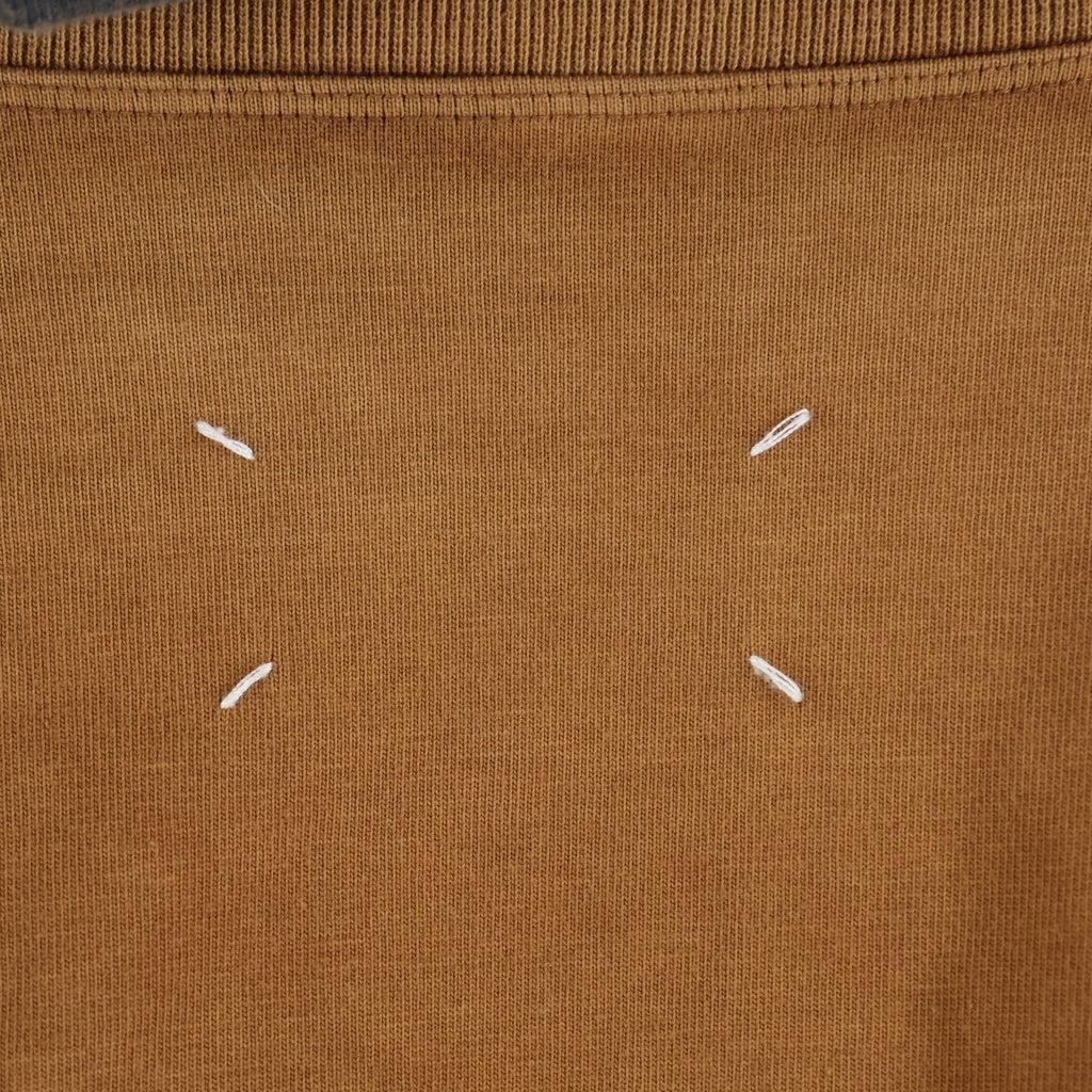 MM6 Maison Margiela(エムエムシックスメゾンマルジェラ) OVERSIZED LAYERED GARMENT-DYED HOODIE ドッキングプルオーバーパーカー ブラウン S50GU0092 STJ286