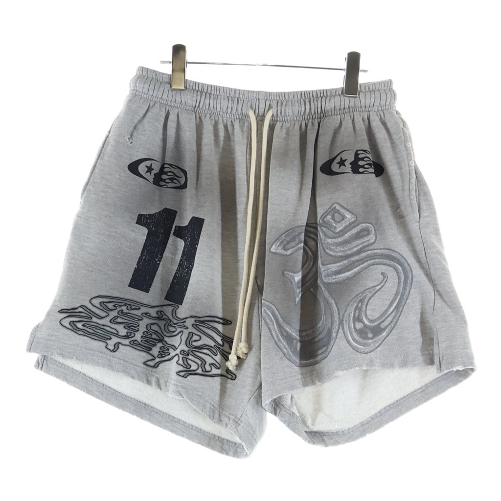NO BRAND(ノーブランド) Hell Star 24AW Yoga Shorts グラフィックプリント ヨガショーツ グレー