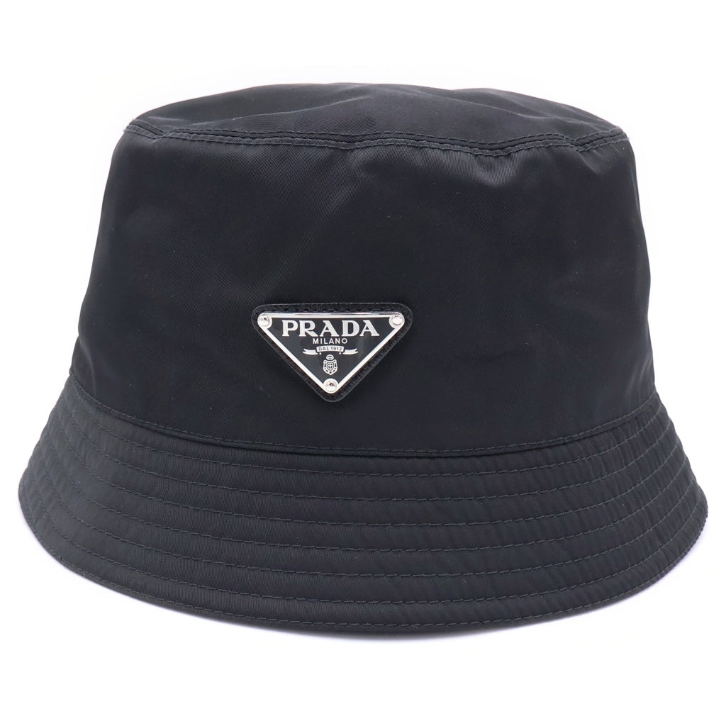 PRADA(プラダ) Re-Nylon リナイロン トライアングルロゴ 三角プレート バケットハット 帽子 ブラック 2HC137