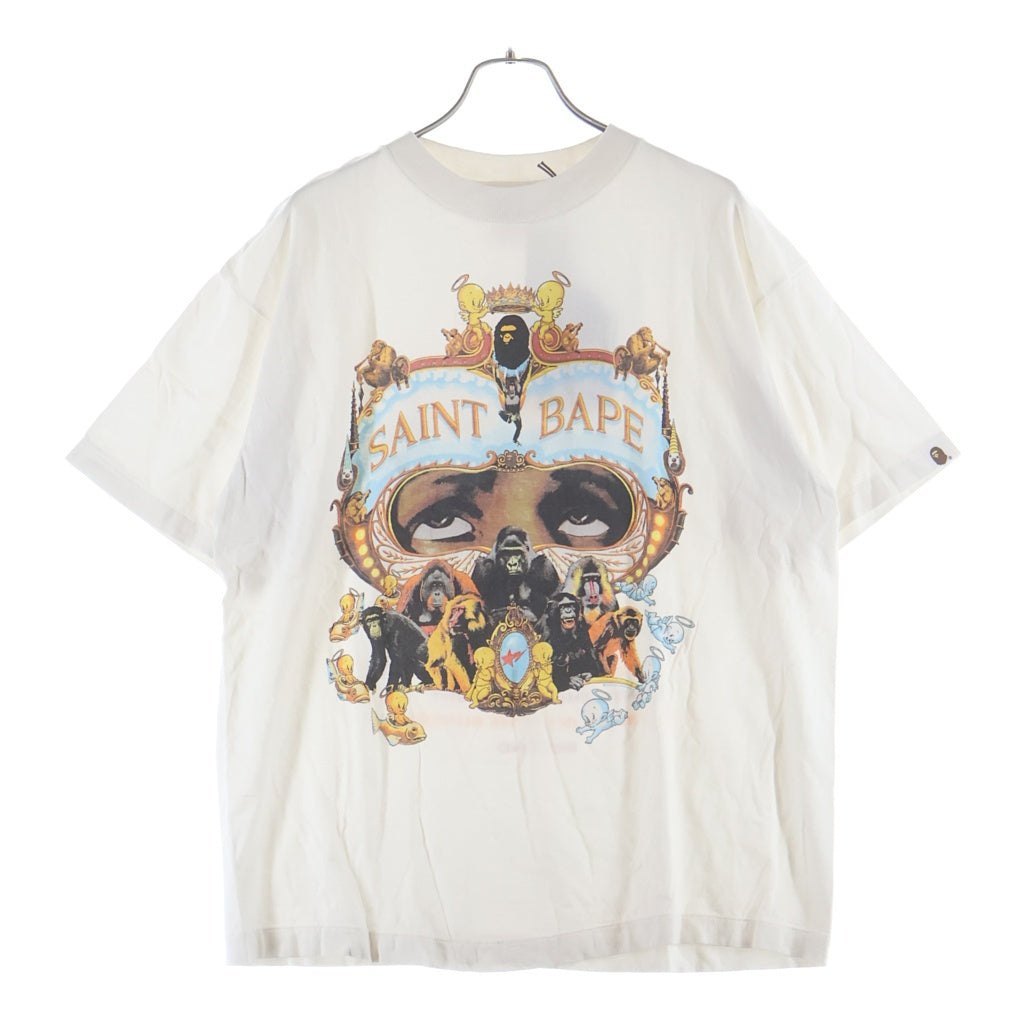 SAINT MICHAEL(セントマイケル) 25AW ×GENERATION BAPE SS TEE アベイシングエイプ ジェネレイションベイプ 両面プリント 半袖Tシャツ カットソー ホワイト SM-HR1-0000-C36
