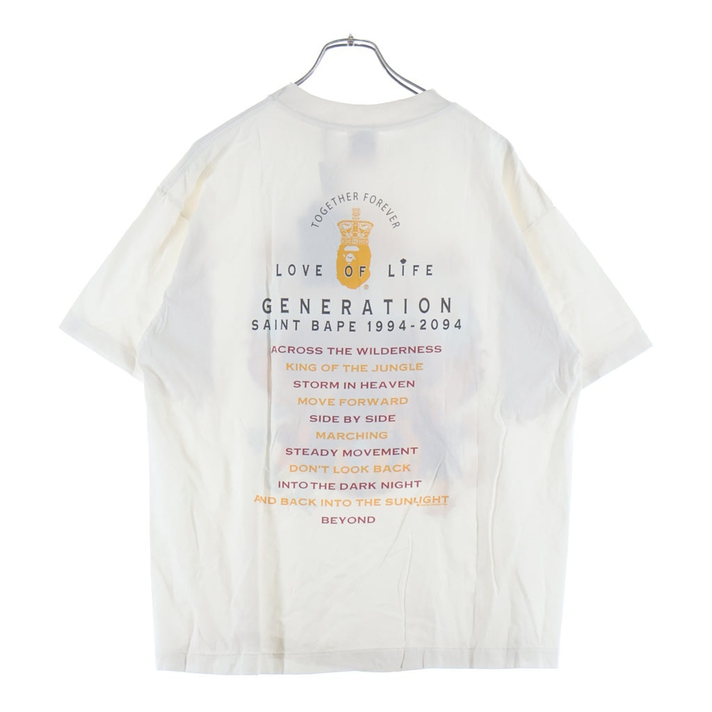 SAINT MICHAEL(セントマイケル) 25AW ×GENERATION BAPE SS TEE アベイシングエイプ ジェネレイションベイプ 両面プリント 半袖Tシャツ カットソー ホワイト SM-HR1-0000-C36