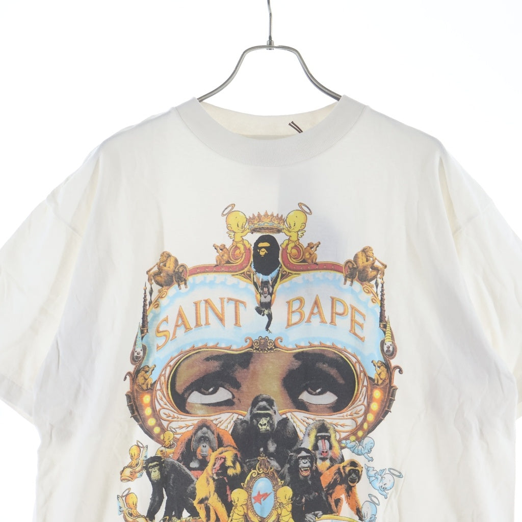 SAINT MICHAEL(セントマイケル) 25AW ×GENERATION BAPE SS TEE アベイシングエイプ ジェネレイションベイプ 両面プリント 半袖Tシャツ カットソー ホワイト SM-HR1-0000-C36