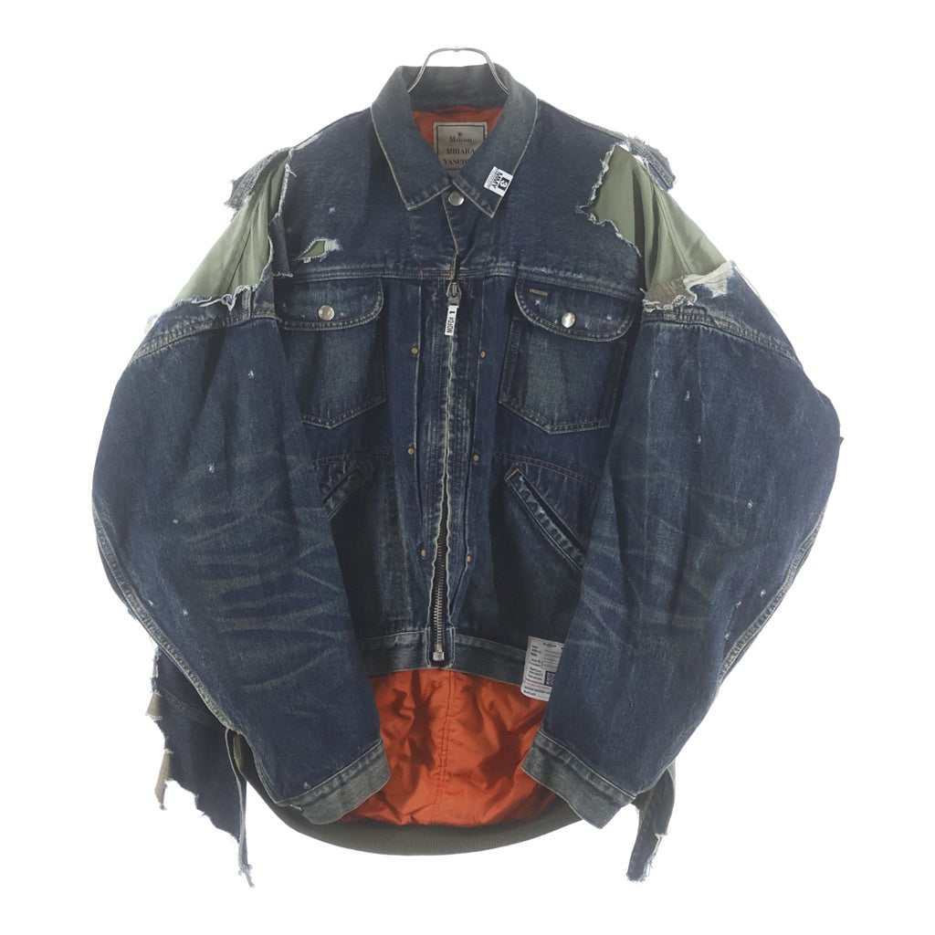 MAISON MIHARAYASUHIRO(メゾンミハラヤスヒロ) 24AW Flight Jacket Layered Denim Jacket デザインフライトジャケット レイヤード デニムジャケット インディゴ J13BL121