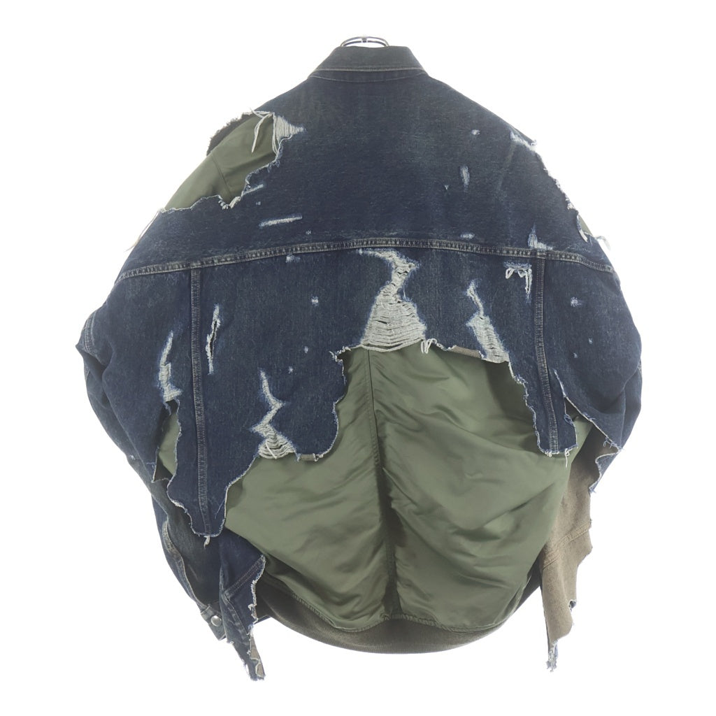 MAISON MIHARAYASUHIRO(メゾンミハラヤスヒロ) 24AW Flight Jacket Layered Denim Jacket デザインフライトジャケット レイヤード デニムジャケット インディゴ J13BL121