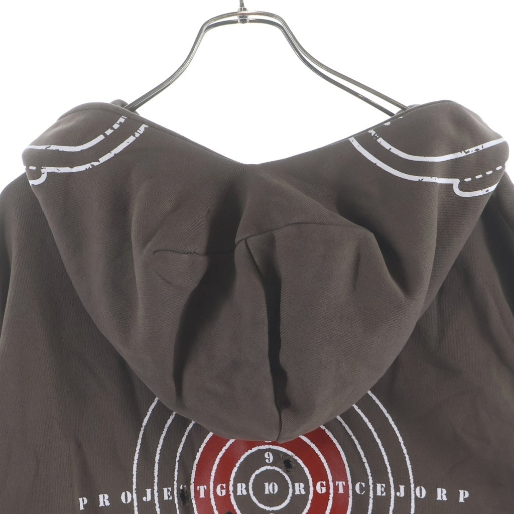 PROJECT G/R(プロジェクトジーアール) 24AW ZYGON HOODIE ダメージ加工プルオーバースウェットパーカー フーディー ブラウン