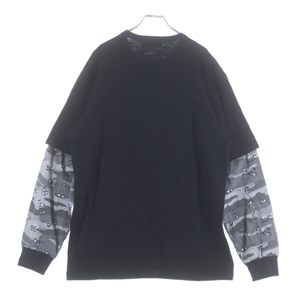 A BATHING APE(アベイシングエイプ) DESERT CAMO LAYERED L/S TEE デザートカモ レイヤード クルーネック 長袖Tシャツ ブラック/グレー 001LTH301009X
