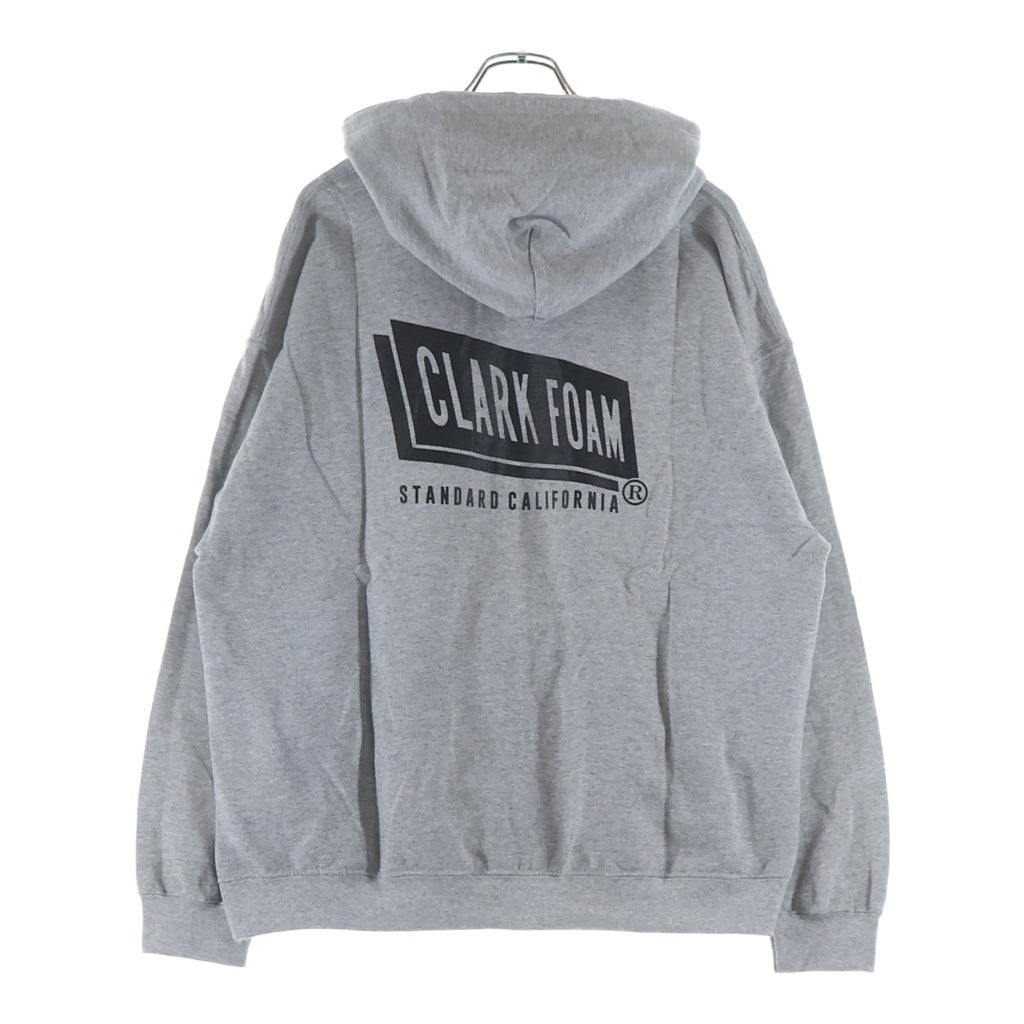 STANDARD CALIFORNIA(スタンダード カリフォルニア) × CLARK FOAM PULLOVER HOODIE クラークフォーム ロゴプリント プルオーバースウェットパーカー フーディ グレー