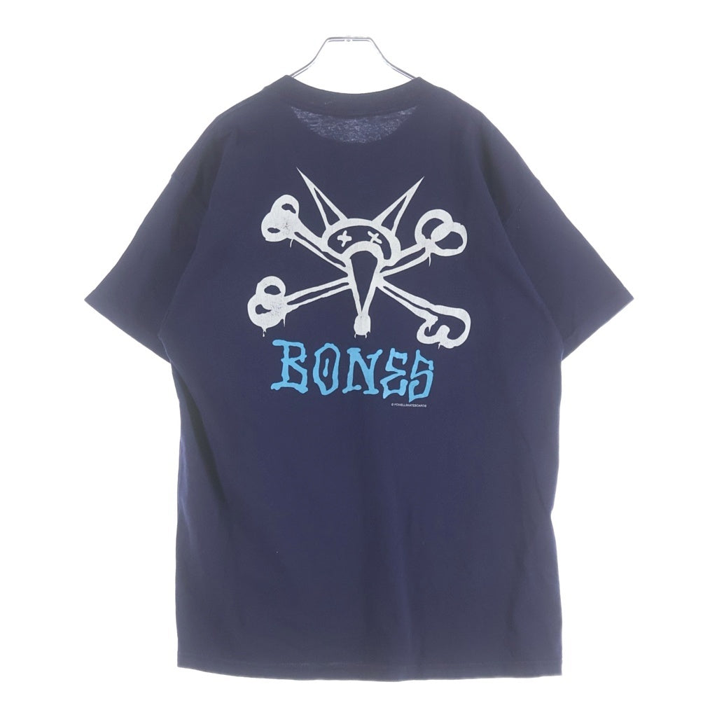 POWELL PERALTA(パウエルペラルタ) 90s RAT BONES TEE 黒タグ ラットボーンズ プリント クルーネック 半袖Tシャツ カットソー ネイビー