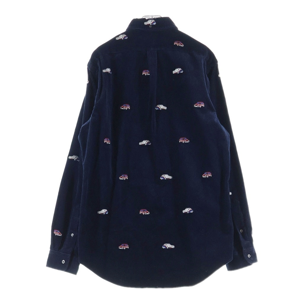 Palace Skateboards(パレススケートボーズ) × RALPH LAUREN Embroidered Corduroy GTI Shirt ラルフローレン エンブロイダリー総柄 コーデュロイ 長袖シャツ ネイビー 710420689003
