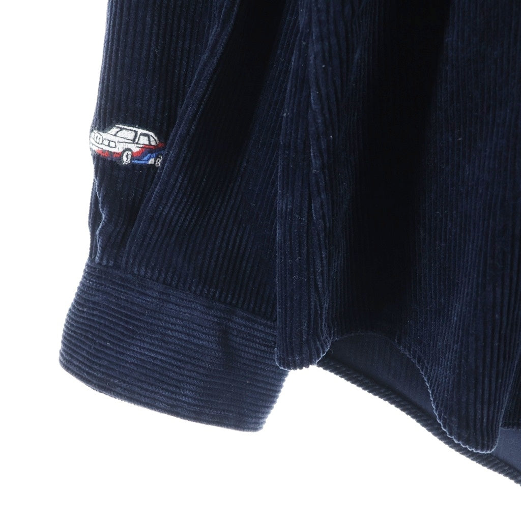 Palace Skateboards(パレススケートボーズ) × RALPH LAUREN Embroidered Corduroy GTI Shirt ラルフローレン エンブロイダリー総柄 コーデュロイ 長袖シャツ ネイビー 710420689003