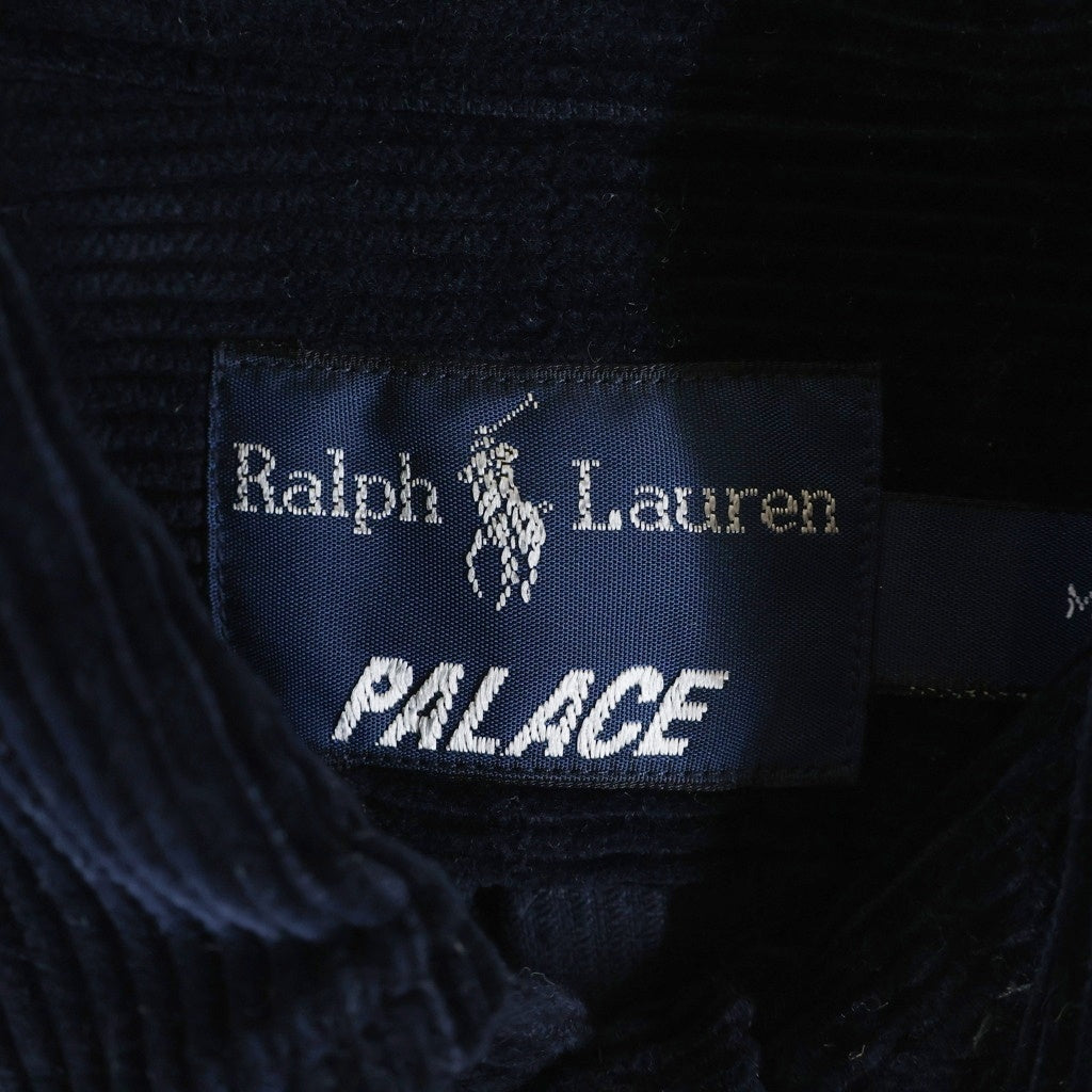 Palace Skateboards(パレススケートボーズ) × RALPH LAUREN Embroidered Corduroy GTI Shirt ラルフローレン エンブロイダリー総柄 コーデュロイ 長袖シャツ ネイビー 710420689003