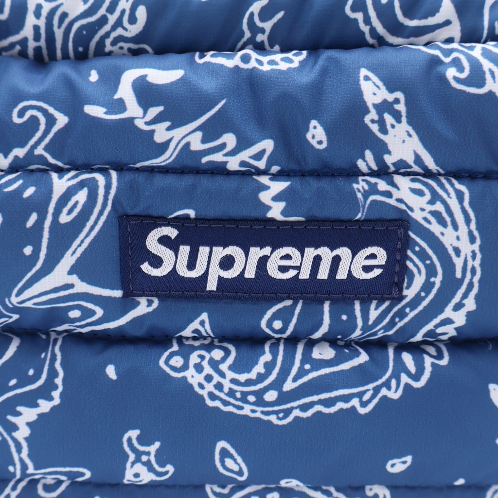 SUPREME(シュプリーム) 22AW Puffer Pouch ペイズリー パファー ラウンドジップ ポーチ ブルー レディース