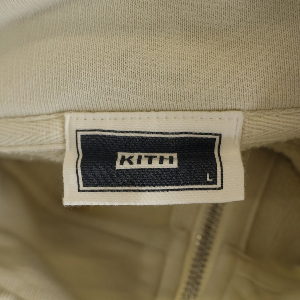 KITH(キス) Quarter Zip Nelson Pullover ロゴ刺繍 ハーフジップ プルオーバー スウェットトレーナー ベージュ 25-070-060-0011-3-0