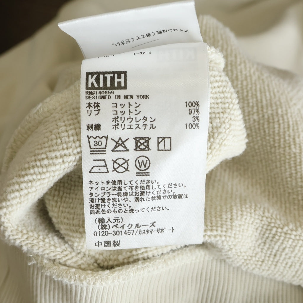 KITH(キス) Quarter Zip Nelson Pullover ロゴ刺繍 ハーフジップ プルオーバー スウェットトレーナー ベージュ 25-070-060-0011-3-0