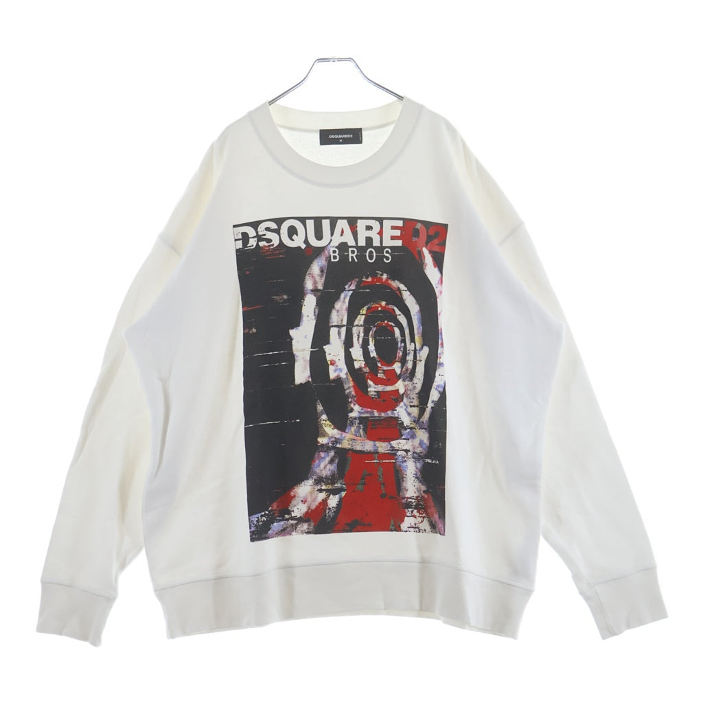 DSQUARED2(ディースクエアード) フロントタイダイプリント クーネックスウェット トレーナー ホワイト S71GU0329 S25042