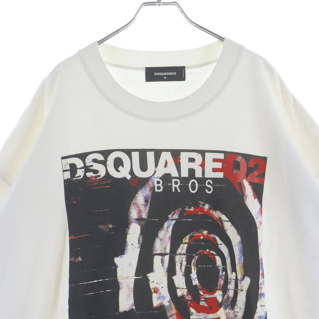 DSQUARED2(ディースクエアード) フロントタイダイプリント クーネックスウェット トレーナー ホワイト S71GU0329 S25042